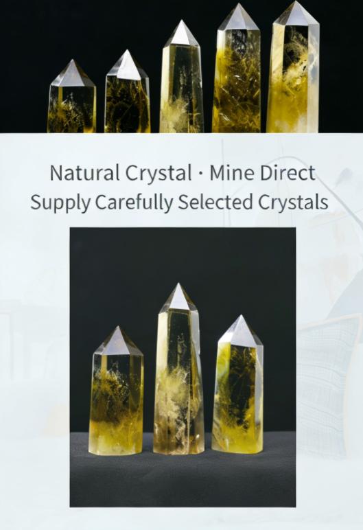 Natural Brazilian Citrine Point Crystal Tower Polished Hexagonal Wand 0.71-0.87 Inch Diameter 1.97-3.54 Inch Height Yellow Energy Healing Stone for Home Decor Anti-oxidation Fade-resistant Long-lasting Hand-polished Craft