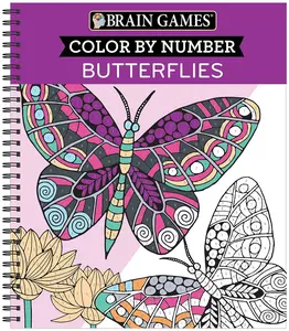Brain Games - Color by Number: Butterflies -- Publications International Ltd - Spiral