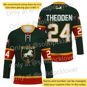 [Customized upon request] LOTR Theoden 24 Lace Neck Hockey Jersey