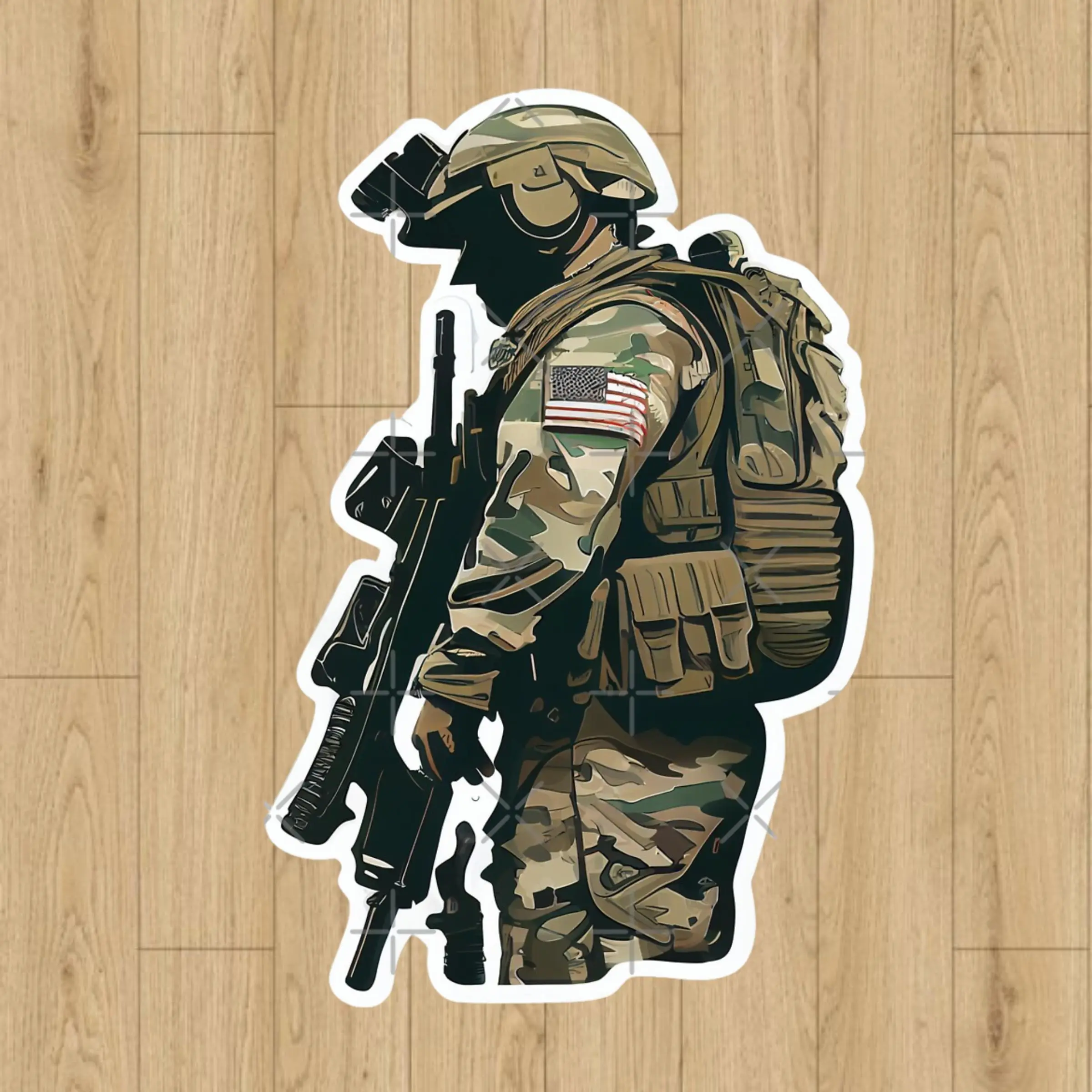 US Army Operator Sticker | Camouflage Soldier Tactical Decal | American Military Warrior Art
