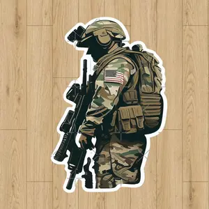 US Army Operator Sticker | Camouflage Soldier Tactical Decal | American Military Warrior Art