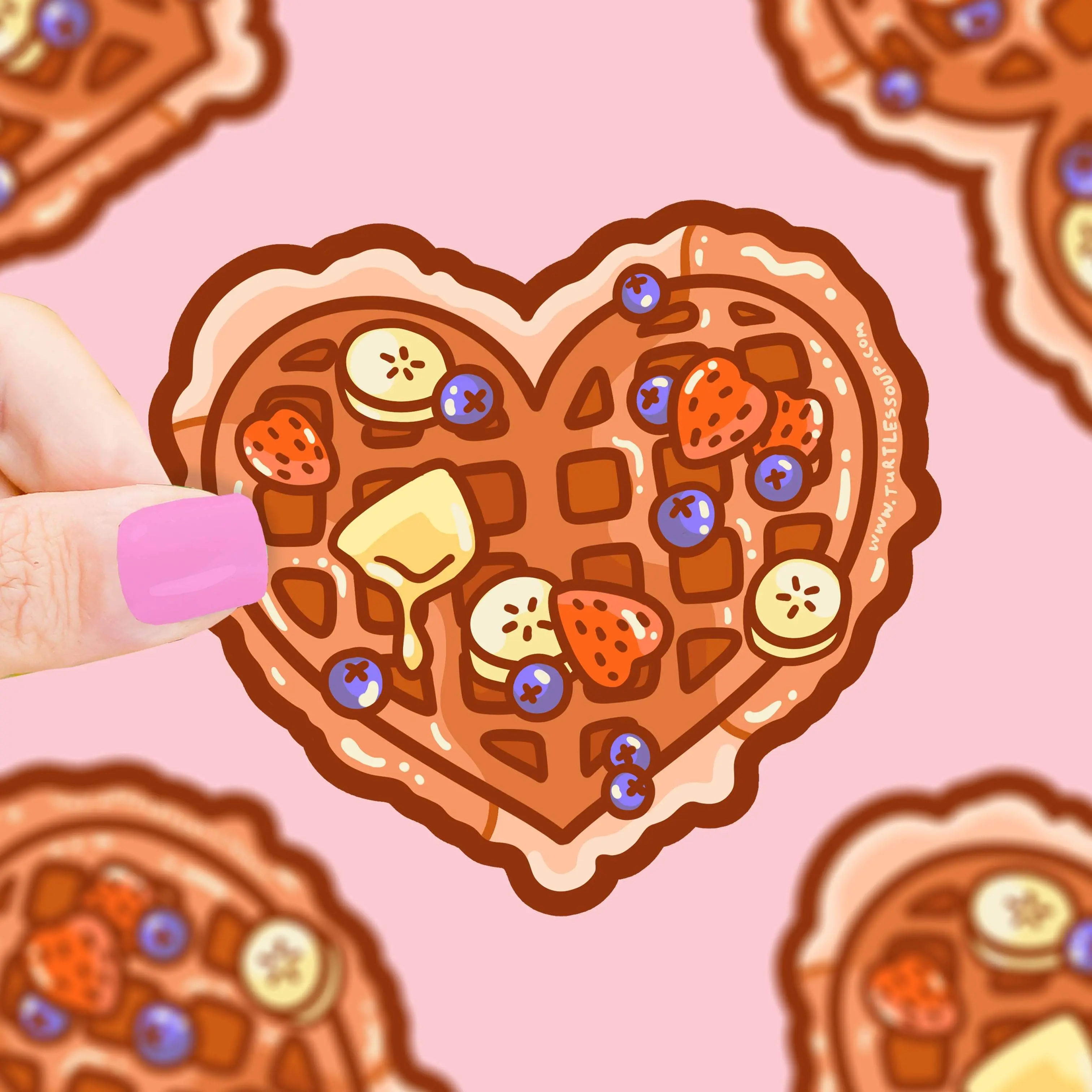 Turtle's Soup Waffle Heart Breakfast Foods Funny Shaped Laptop Decal Vinyl Sticker Waterproof Dishwasher Safe Decor Decorative