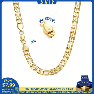 Fully Upgraded Men's 14K Gold-Plated Brass Figaro Chain Necklace - 2mm/10mm Width, 20-26in Lengths, Italian-Style Cuban Design, Anti-Tarnish Nano-Coating, Hip-Hop Street Style, Minimalist Layered Jewelry, Ideal Men's Gift