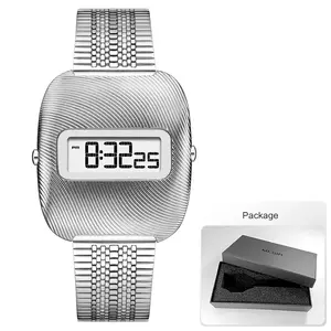 2026 New Niche Fashion Men'S Sports Electronic Watch Fashion Unisex Waterproof Digital Wristwatch With Stainless Steel Strap & Retro Design