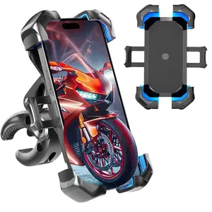 Motorcycle Phone Mount [Secure Grip][Anti-Drop], Upgraded Bike Phone Holder [1s Stable Lock], 360° Rotatable Phone Holder for Mountain Bike/ATV, Clamp Mount outdoorfun