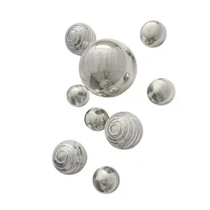 Silver&White Wall Spheres S/9 Handmade Silver Plated Glass Spheres for Bathroom Wall Art 3-6 Inches Diameter Eco-Friendly Recycled Glass Decor
