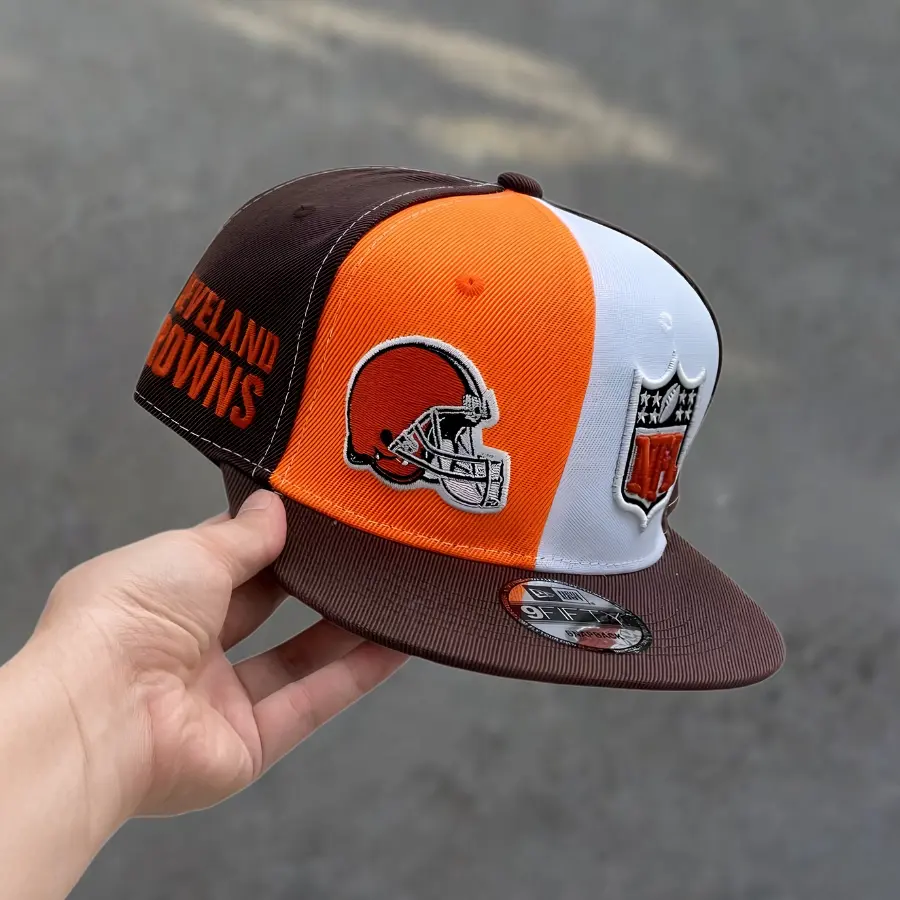 New Era NFL 9FIFTY Snapback Hat Seattle Seahawks Cleveland Browns Kansas City Chiefs Colorblock Flat Brim Adjustable Football Cap Embroidered Logo Streetwear
