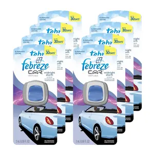 Febreze Car Vent Clips Air Freshener and Odor Eliminator, Midnight Storm, 8 Pack