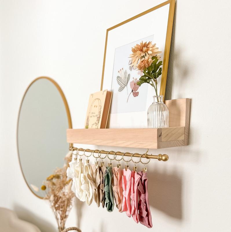 Headband Holder, Montessori Bookshelf, Bow holder for baby girl, Nursery shelves, Hair bow holder, Floating shelf, Bookshelves