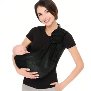 Seersucker Dual Ring Baby Carrier, Adjustable Mesh Breathable Infant Back Strap, Front Carry Design for Outdoor Use, Comfortable Baby Gear, Cozy Wrap Carrier