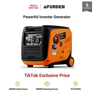 【Deals For You】Efurden 4800 Watts Inverter Generator Gas Powered, Portable Generators for Home Use and Camping, with Fuel Gauge and Digital Meter, CO Sensor, RV Ready, Parallel Capable, EPA Compliant