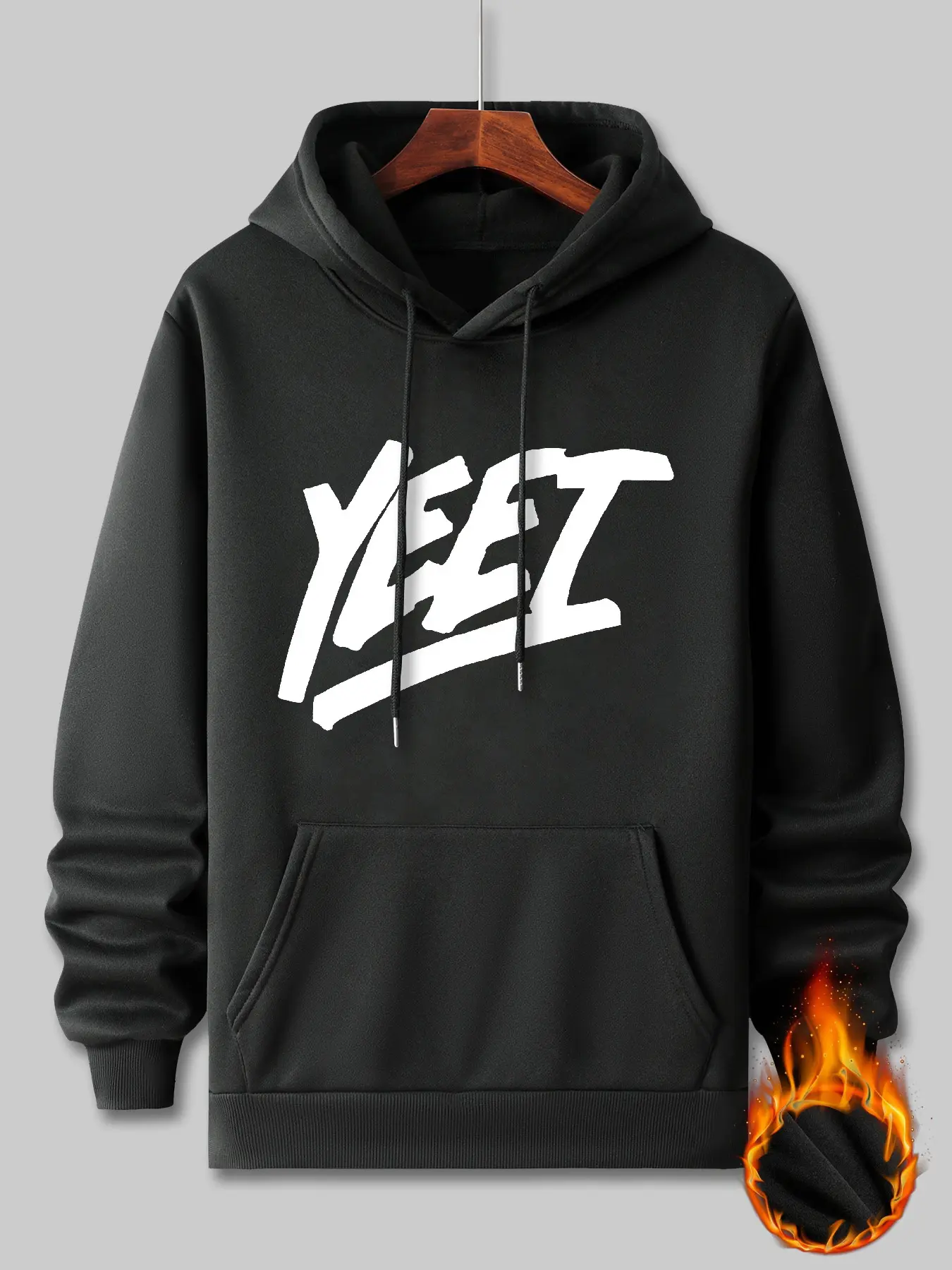 Men's Yeet Pattern Hoodie, Casual Fitted Long Sleeve Sweatshirt, Printed Pullover for Fall & Winter, Fashionable Men's Clothing, Hot Trending Hoodies