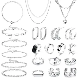 ZELORES 24Pcs Women’s Jewelry Gift Set 3 Necklaces+5 Bracelets+3 Pairs Earrings+10 Rings Ideal for Valentine’s Day Anniversary Birthday