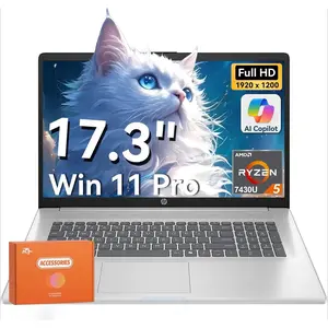 HP 17 inch laptops, AMD Ryzen 5 7430U(Beats i7-1165G7), UP TO 32GB RAM UP TO 1TB NVMe SSD Windows 11 Pro, 17.3" FHD IPS, Copilot AI, Numeric Keyboard, Type-c, Patented KB Kit