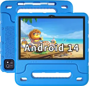 EDDBNi Kids Tablet Android 14 Tablet 10 inch Kids Tablets with Case Quad Core 64GB Dual Camera Parental Controls 2.4G WiFi Educational Tablets (Blue)