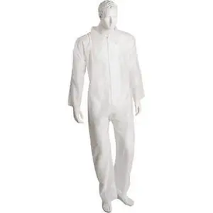 Men's SMS Workwear Coveralls, Chemical Resistant Uniform, ISO Class 6, with Zipper Closure, Elastic Cuffs & Ankles, Serged Seams, 5XL White - 25 Pack, Uniforms, Menswear