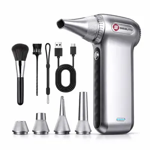Seauto TF-01 Cordless Electric Air Duster with Nozzles, 125000 RPM 3-Speed Rechargeable Air Blower, Portable Cleaner for Camera Lens, PC Fans, Car Interior
