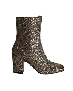 Pre-owned Christian Dior Dior D-Circus Glitter Ankle Boots in Gold Leather by Rebag