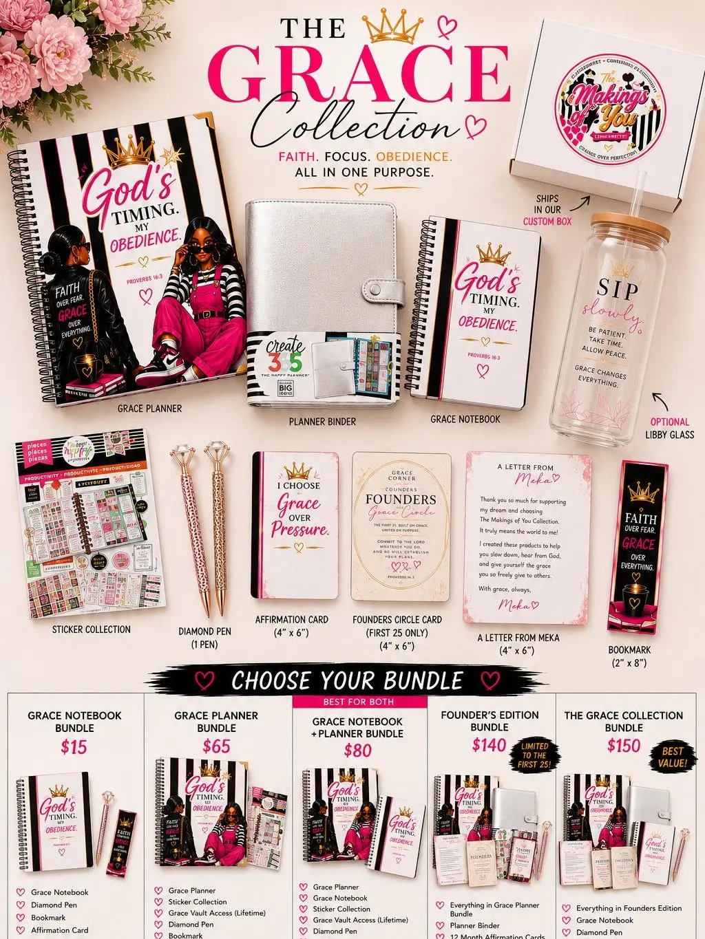 Grace complete collection-planner, notebook, cup and more