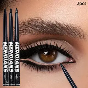 2pcs Black Long-Lasting Gel Eyeliner Pencil Makeup - Waterproof, Sweatproof, Smudge-Resistant, Highly Pigmented, Perfect for Beauty Enthusiasts to Create Bold Looks, Beginner-Friendly