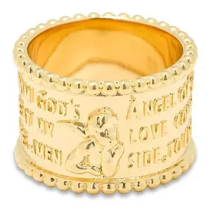 Bellezza Bronze Angel of God Prayer Wide Band Ring