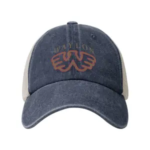 "Waylon" Wings Graphic Washed Cotton Baseball Cap - Adjustable, Retro Mesh Back Hat for Concerts, Casual Outings, Wings Graphic Hats