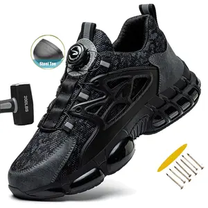 Rotary Buckle Safety Shoes Men Steel Toe Work Shoes Anti-smash Anti-puncture Indestructible Shoes Protective Boots Slip-resistant and wear-resistant