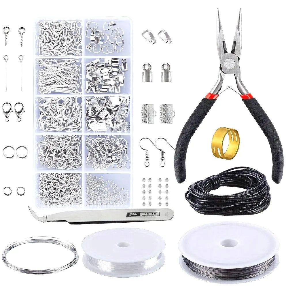 Jewelry Making Starter Kit Earrings Necklace Findings DIY Beads Bead Mix Plier Tools Set Jewelry Tool Set Jewelry Accessories Suitable for Adults And Beginners DIY Beading Accessories