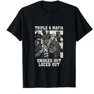 Hot Three 6 Mafia Tee, Smoked Out Loced Out Album Black T-Shirt Sweatshirt, Heavy Cotton Fabric Men's T-Shirt, Menswear Top