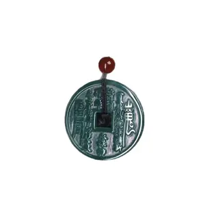 Natural A-grade Jadeite Blue Water Mountain Ghost Flower Small Jade Pendant Bagua Jade Pendant Men's and Women's Hanging Ornament