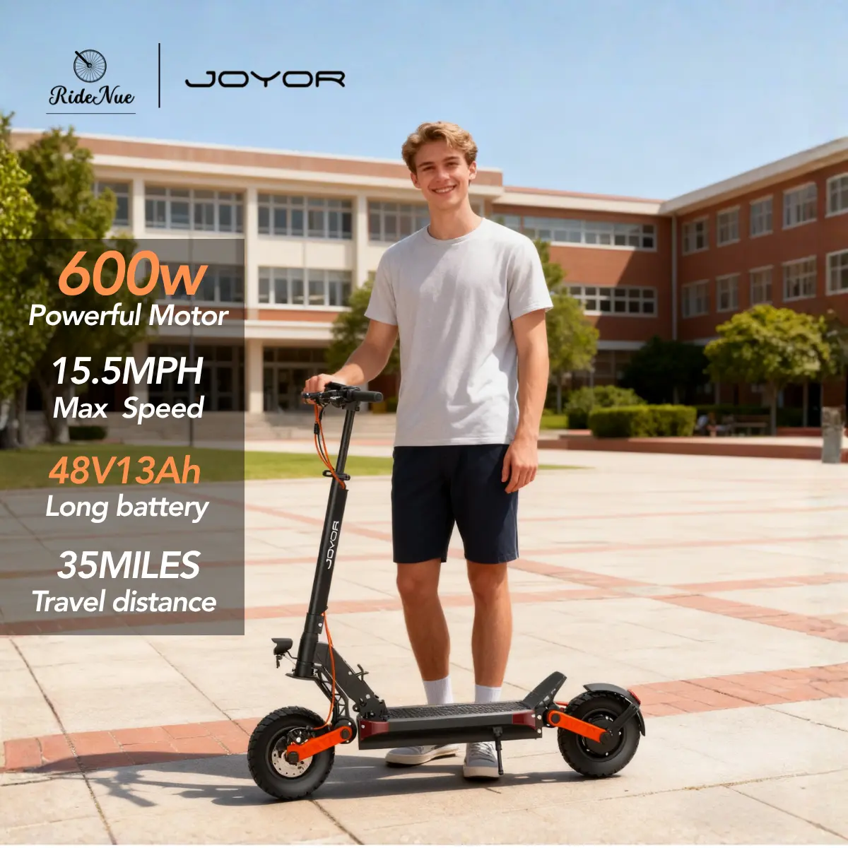 JOYOR S5-Z Electric Scooter for Adults, 600W Powerful Motor, 48V 13Ah Long-Range Battery Up to 35Miles, Dual Suspension & Disc Brakes, Foldable E-Scooter for City and Off-Road Riding,UL 2272 certified
