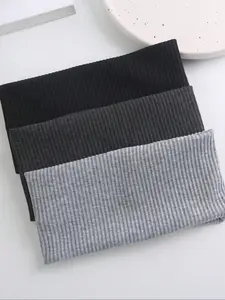 3pcs Knitted Striped Wide Elastic Hair Bands Unisex Sports Fitness Versatile Headbands, Casual Style All Seasons Soft Headband