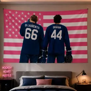 hockey movie Flag, garrett and dean Flag, Pink US Flag Wall Decor