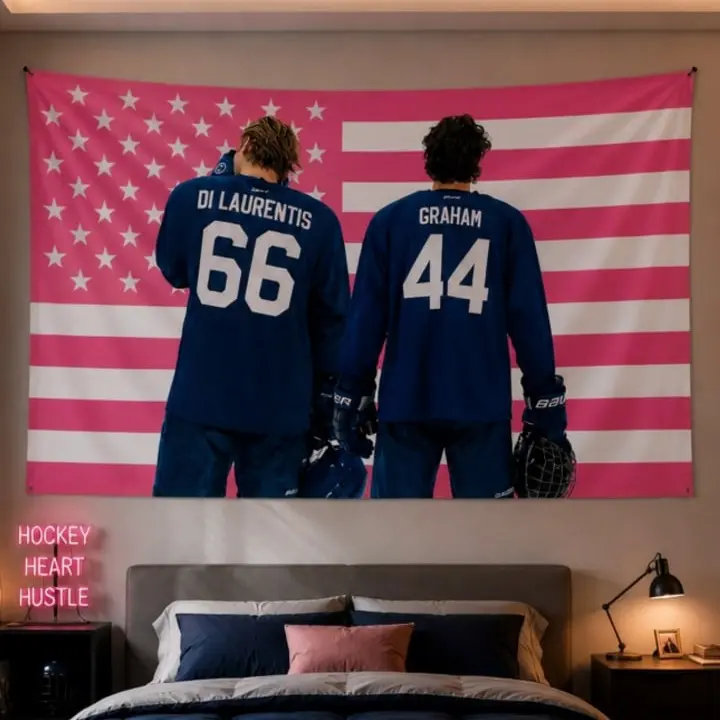 hockey movie Flag, garrett and dean Flag, Pink US Flag Wall Decor