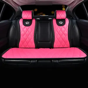 Rhinestone Crown Pattern Car Seat Cover, PU Leather Car Seat Protector, Car Interior Kit Accessories for Women, Car Accessories Decoration, Car Accessories