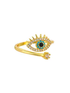 Vintage Heart-shaped Stainless Steel opening Rings For Women Gold color Adjustable Zircon Rings Wedding Party Finger Jewelry
