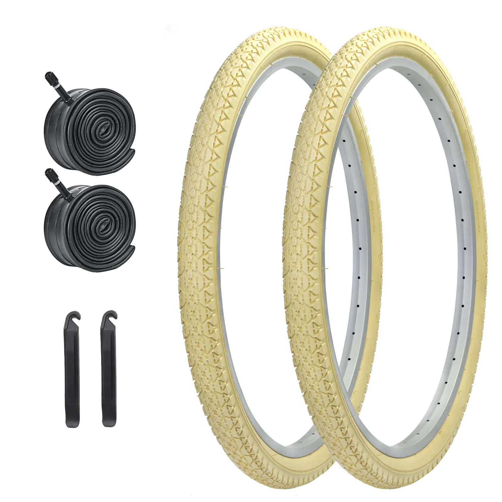 26x2.125 Beach Cruiser Bike Tires, HUIOK High-Performance Replacement Urban Commuting Bicycle Tires with Tubes and Levers