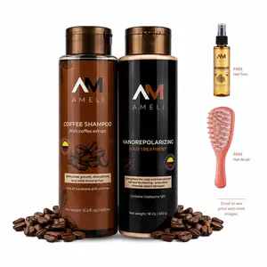 AM AMELI Natural Hair Care Routine - Gentle Argan Daily Cleansing Volumizing Shampoo Cleanser + Frizz-Fighting Deep Repair Treatment for Hydration & Moisture Oil Control Antidandruff Haircare Conditioner
