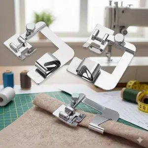 Quick Hemming Foot for Home Sewing Machine, Multi-Size Hemmer Presser Foot, No-Adjustment Instant Attachment, 13mm 19mm 25mm Anti-Rust Alloy Sewing Presser Foot, Multi-Fabric Hemming Tool for Sewing Edges