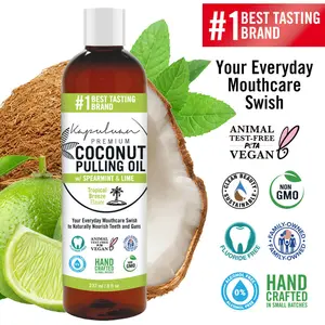 Kapuluan Coconut Pulling Oil Tropical Breeze Flavor 8oz - Oral Cleansing Mouthwash