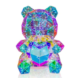 LED Teddy Bear Night Light, Starry Sky Colorful LED Glowing Bear with Heart, Kids Room Decor, Baby Nursery Lamp, Unique Gift, Spring Decoration