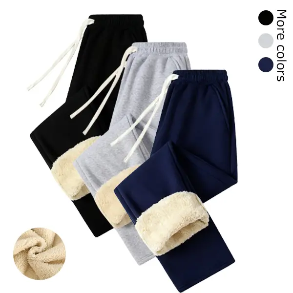 Men's Solid Color Polyester Fleece-Lined Sport Sweatpants - Fall-Winter Warmth, Casual Wear, Stylish Motocross Apparel, Multiple Colors, Standard Sizes