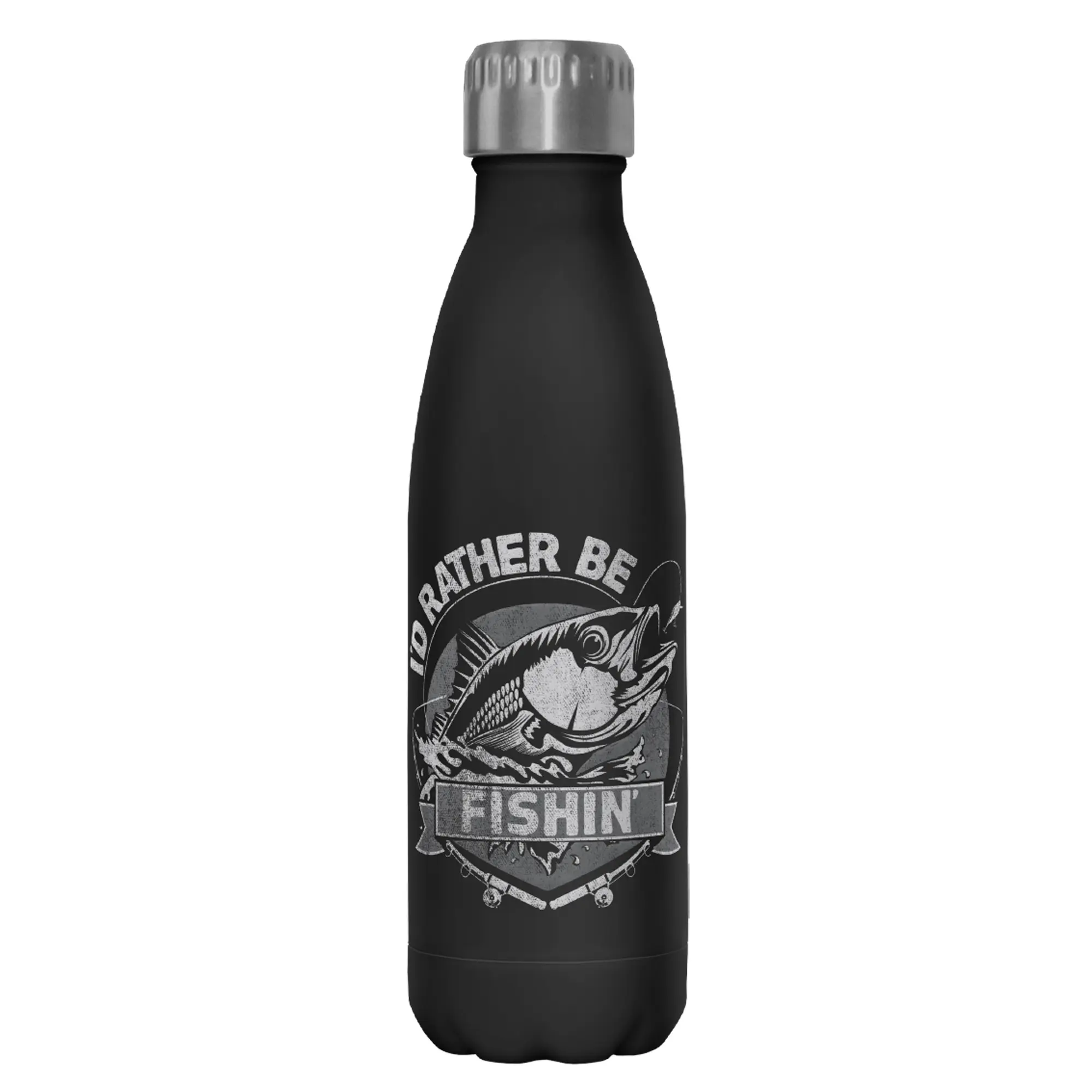 Lost Gods Printed Insulated Reusable Stainless Steel Water Bottle, I'd Rather Be Fishin' Design