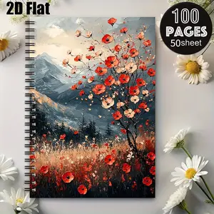 1 Spiral Coil Notebook 5.7x8.26 Inch, Premium Lined Pages Durable Binding, Camping Journal for Outdoor Adventures, Travel Diary, Hiking Trip Notes, Perfect Gift for Nature Lovers on Thanksgiving Christmas Birthdays [2D] Flat