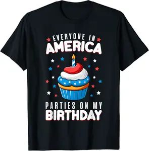 4th of July Birthday Party Boy Girl Fourth of July BDay USA T-Shirt - Jasminean Shop 89B0D3Z8C7J2