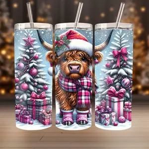 Pink Cow 20oz Skinny-Stainless Steel- Christmas Tumbler
