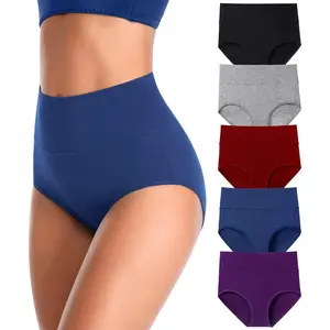 Women's High Waisted Cotton Briefs Multipack - Breathable Full Coverage Underwear for Regular & Plus Size