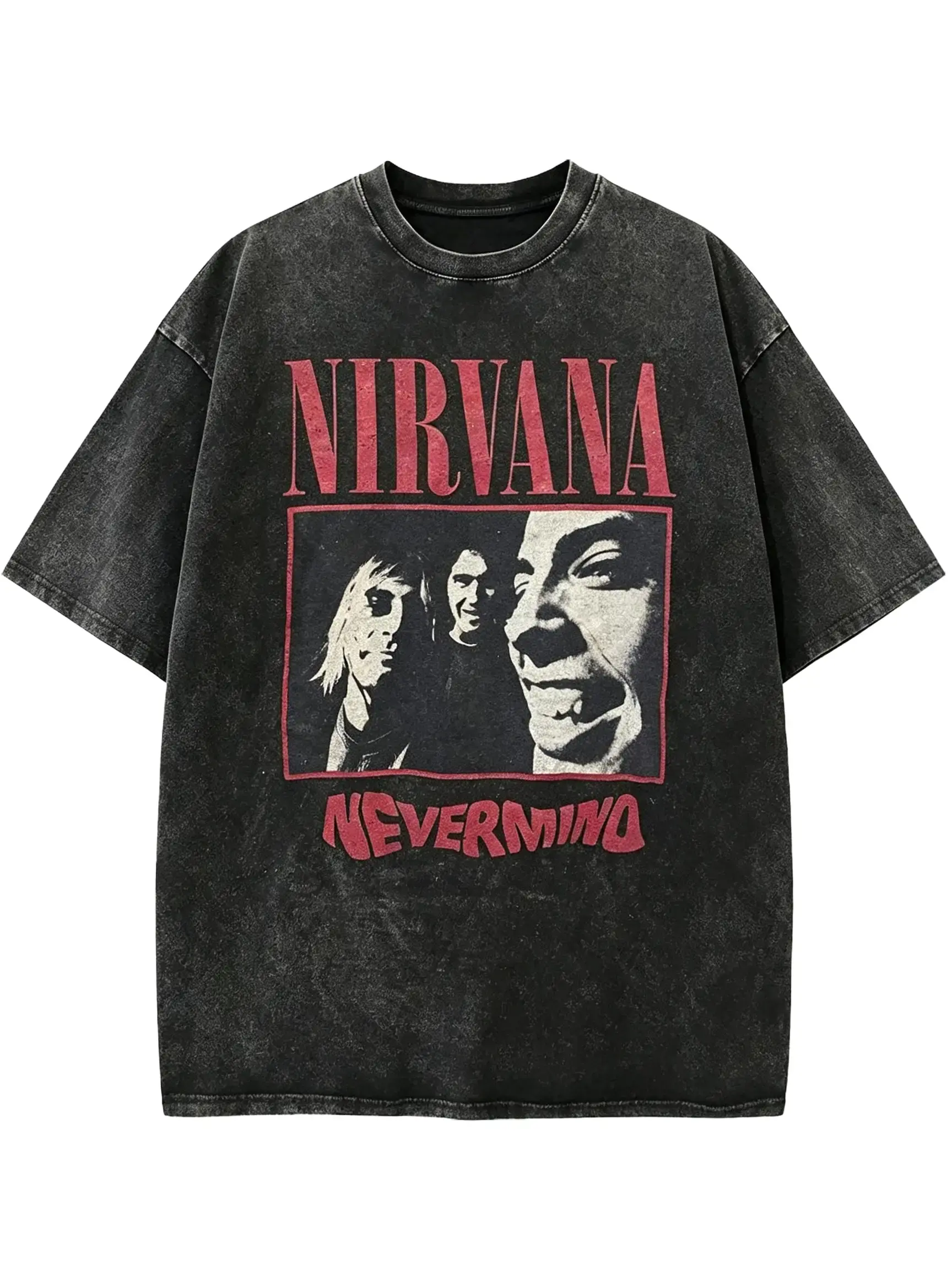 Retro washed Nirvana Nevermind pattern T-shirt, Vintage Band Tee, 90s Rock Music Shirt, Grunge Shirt, Alternative Gift for Music Fans