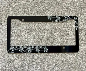 black and white flower license plate frame cute bling black license plate frame with flowers cute license plate magnolia.