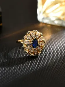 Luxury Copper Zircon Sunflower Ring for Women, Elegant Fashion Jewelry for Daily Wear & Parties, Unique Personalized Design